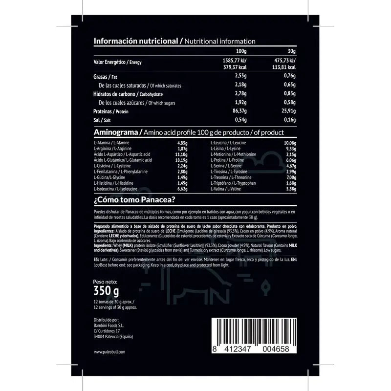 Paleobull Panacea Aislado De Proteina Chocolate 750Gr.