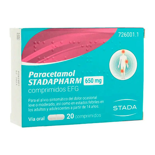 Paracetamol Stadapharm 650 mg comprimidos Efg, 20 comprimidos