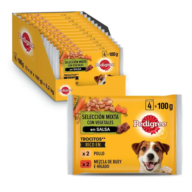 Pedigree Pouch 4Pack Pollo Buey Y Verd 13X4X100