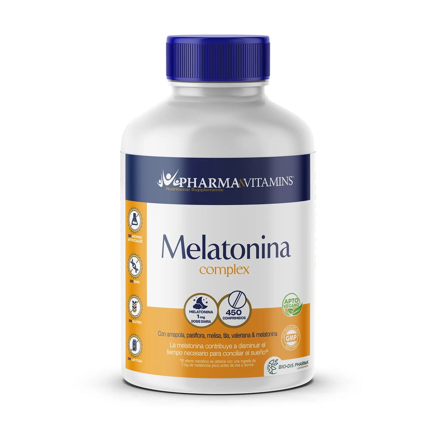 Pharma & Vitamins Melatonina 1 Mg. Complex (Apto Para Veganos) , 450 comprimidos