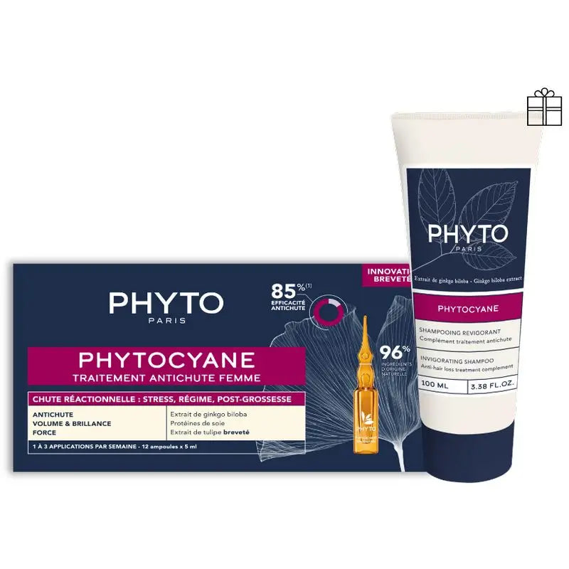 Phyto Phytocyane  Mujer Caída Reaccional Pack Ampollas+Champú