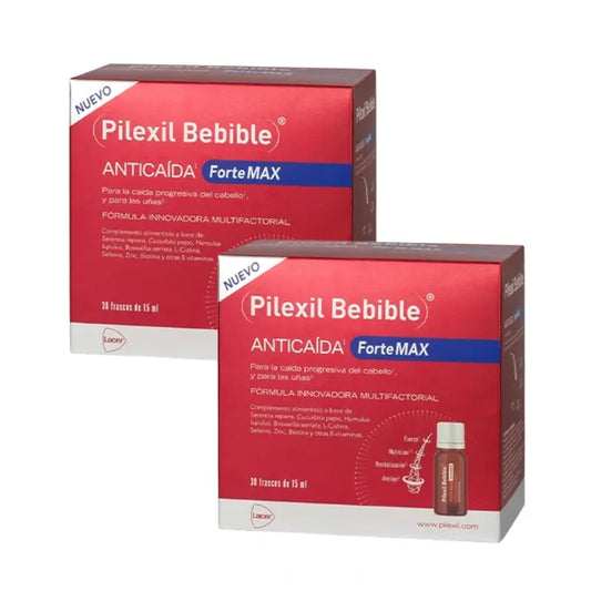 Pilexil Bebible Anticaida Forte Max Duplo 2 Meses, 30 Unidades x 15 ml