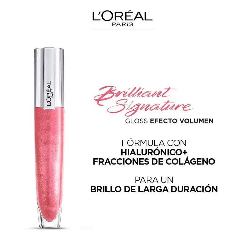 L'Oréal Paris Pintalabios Brilliant Signature Plump: Efecto Voluminizador Con Ácido Hialurónico Y Colágeno, 6 Tonos