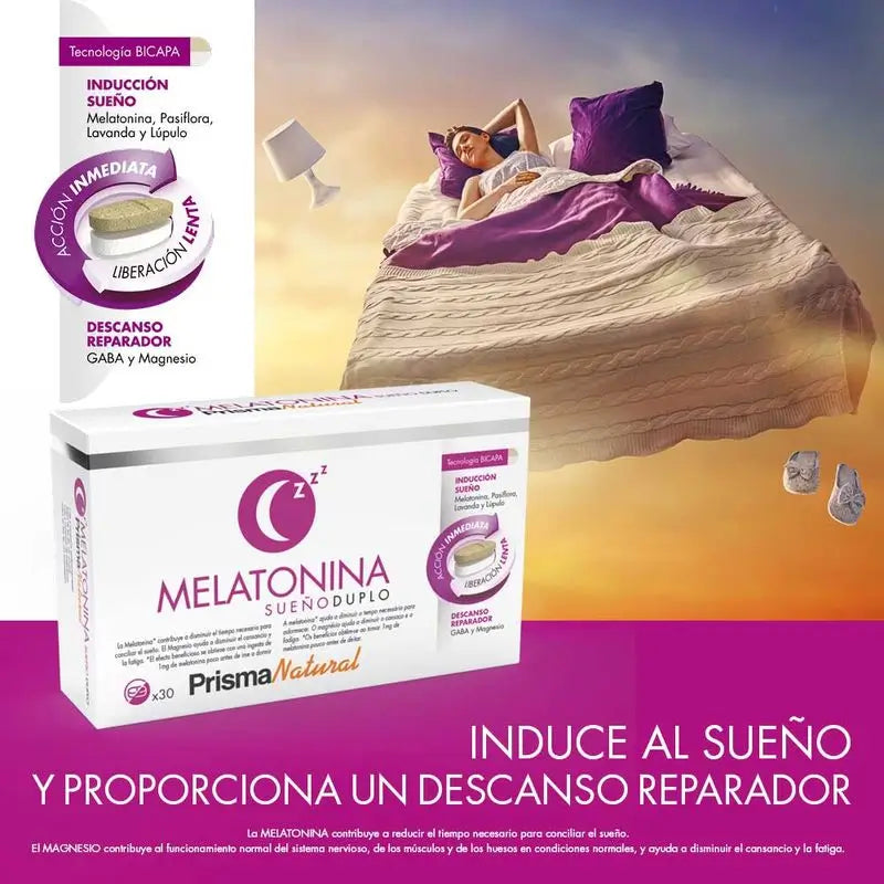 Prisma Natural Melatonina Sueño Bicapa, 30 comprimidos