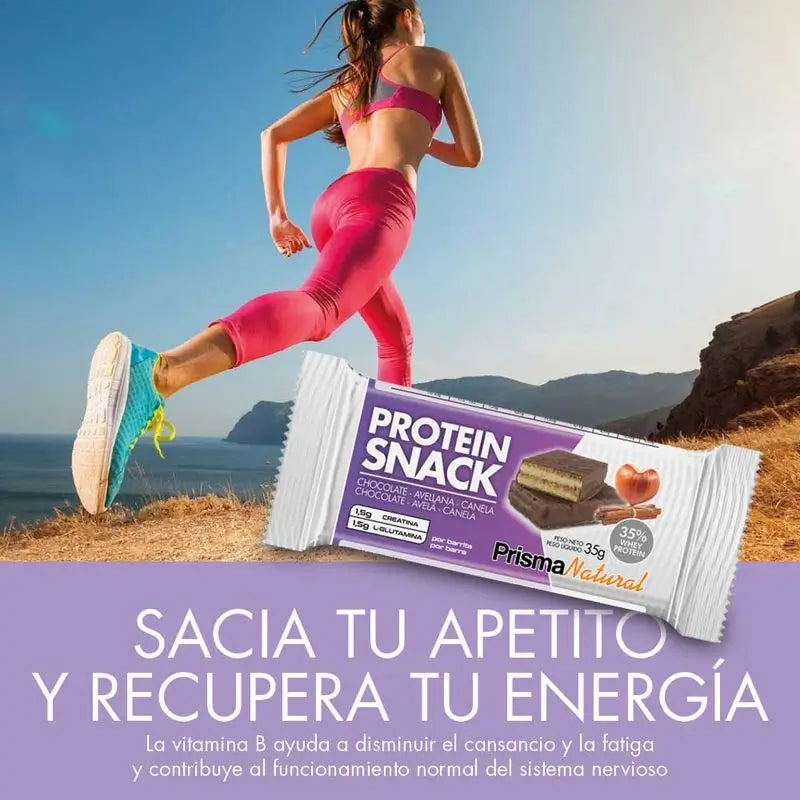 Prisma Natural Protein Snack Chocolate, Avellana y Canela, 30 barritas