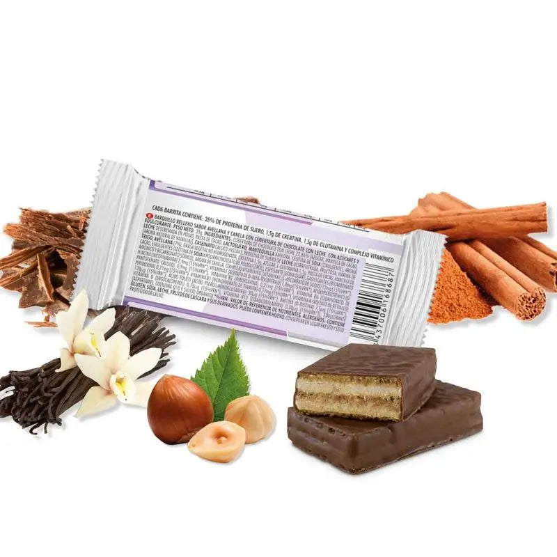 Prisma Natural Protein Snack Chocolate, Avellana y Canela, 30 barritas