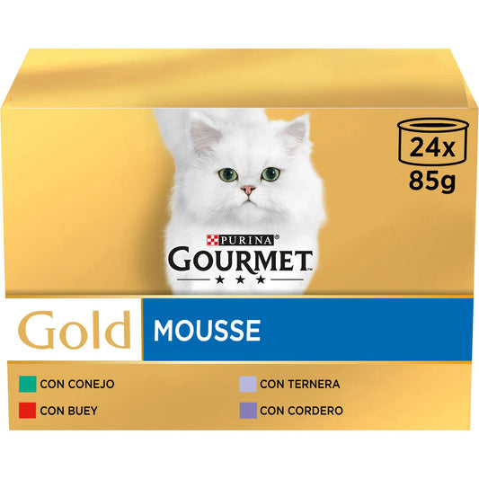 Gourmet Gold Mousse Ternera Caja 24X85Gr Multipack, comida húmeda para gatos