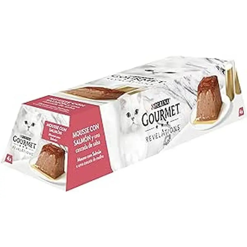 Purina Gourmet Revelations Mousse Salmon Caja 6X4X57Gr, comida húmeda para gatos