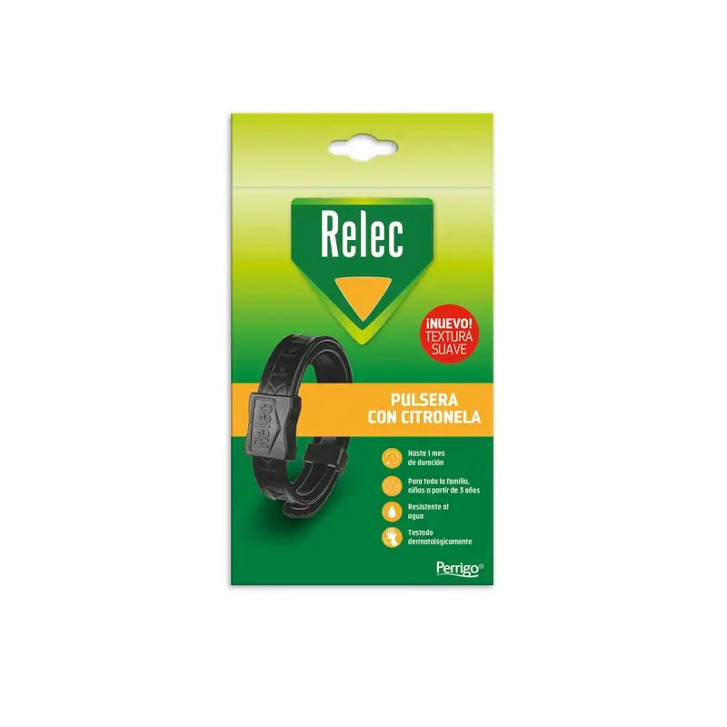 Relec Pulsera Citronela Antimosquitos Negra