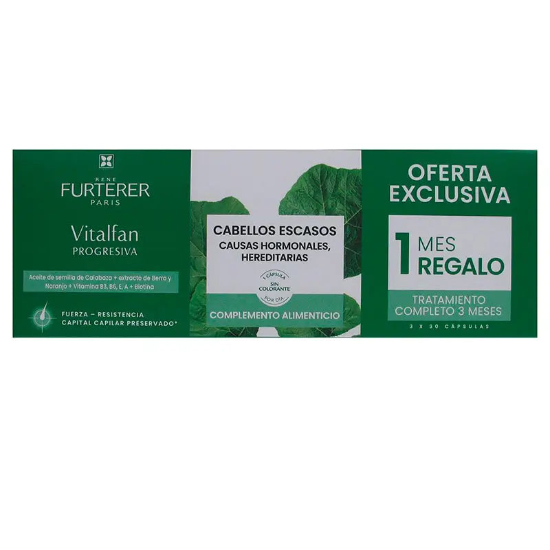 René Furterer Complemento alimenticio para el crecimiento del cabello VITALFAN, 3x30 cápuslas