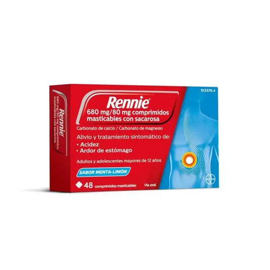 Rennie 48 Comprimidos Masticables con Sacarosa Menta- Limón