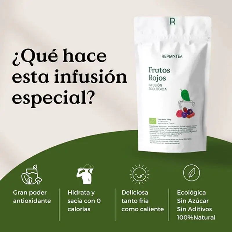 Replantea Infusión Frutos Rojos Ecológica, 100 gr