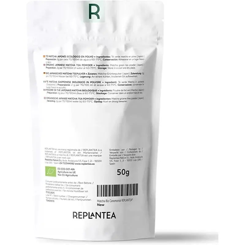 Replantea Té Matcha Ceremonial Japonés Ecológico, 50 gr