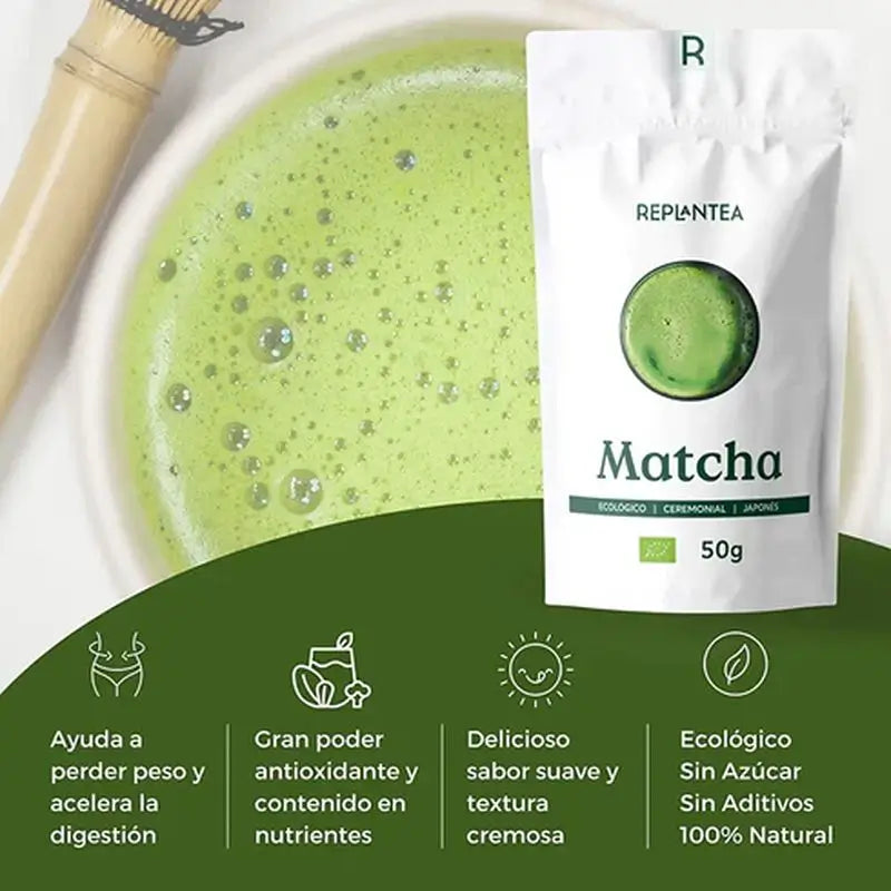 Replantea Té Matcha Ceremonial Japonés Ecológico, 50 gr