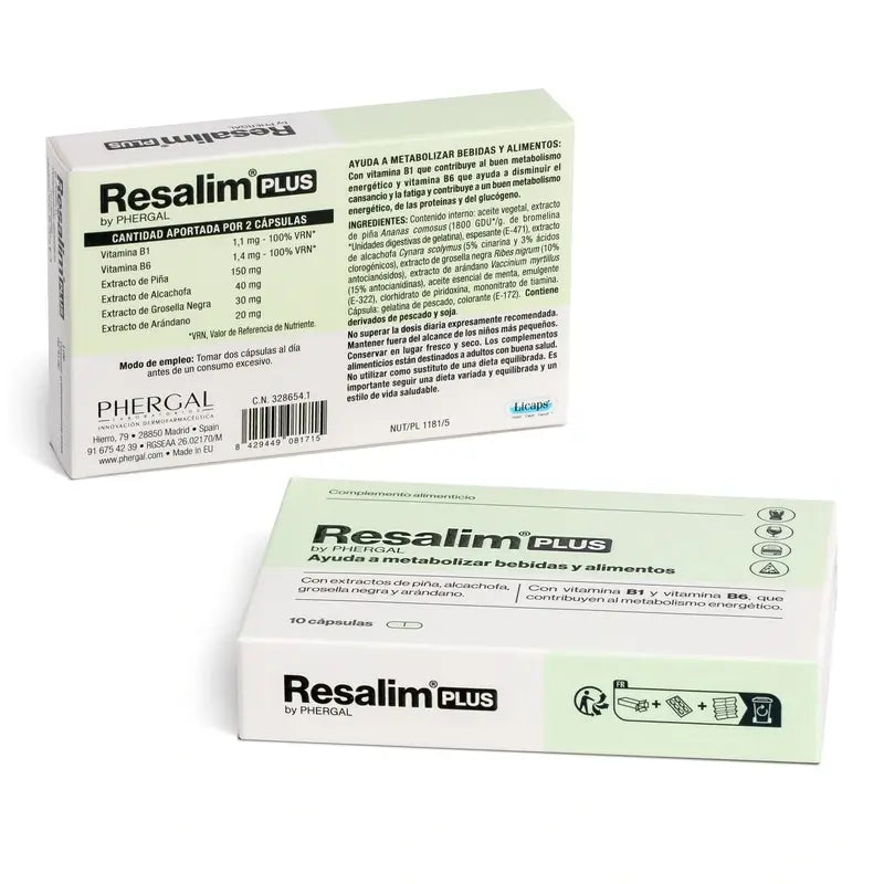 Resalim™ Plus Complemento Alimenticio Metabolizador Bebidas Alimentos 2X1 20 Comprimidos