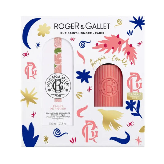 Roger & Gallet Fleur De Figuier Cofre Agua Perfumada Bienestar 100Ml + Vela Perfumada, 2 unidades