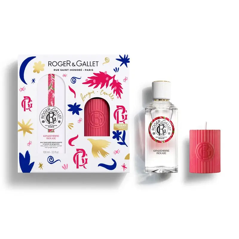 Roger & Gallet Gingembre Rouge Cofre Agua Perfumada Bienestar 100Ml + Vela Perfumada, 2 unidades