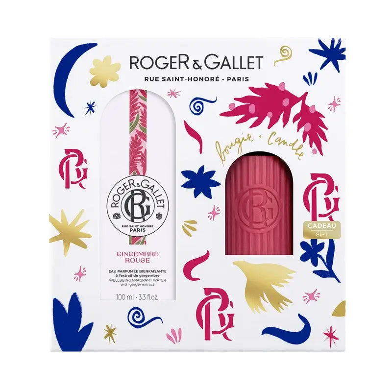 Roger & Gallet Gingembre Rouge Cofre Agua Perfumada Bienestar 100Ml + Vela Perfumada, 2 unidades