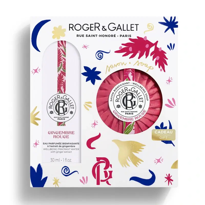 Roger & Gallet Gingembre Rouge Cofre Agua Perfumada Bienestar + Jabón Perfumado, 2 unidades