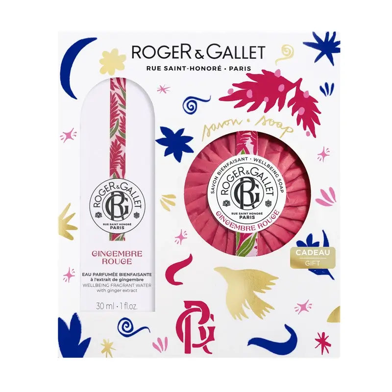 Roger & Gallet Gingembre Rouge Cofre Agua Perfumada Bienestar + Jabón Perfumado, 2 unidades