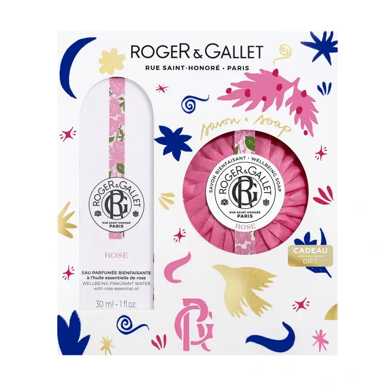 Roger & Gallet Rose Cofre Agua Perfumada Bienestar + Jabón Perfumado, 2 unidades