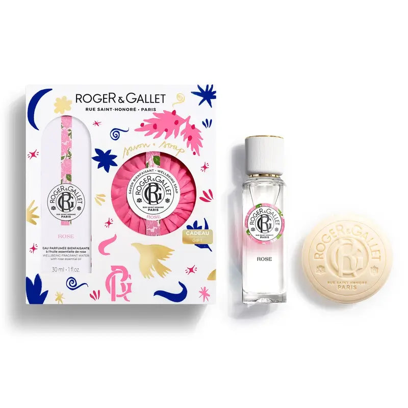 Roger & Gallet Rose Cofre Agua Perfumada Bienestar + Jabón Perfumado, 2 unidades