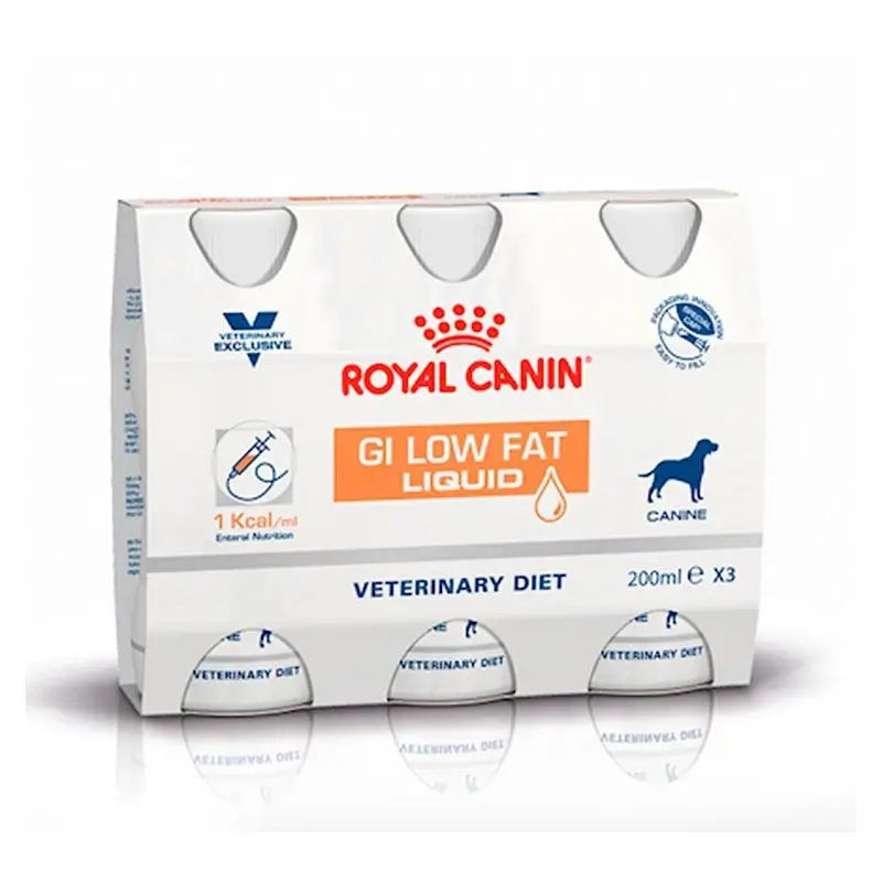 Royal Canin Veterinary Intestinal Low Fat Liquido 3X200Ml, comida húmeda para perros