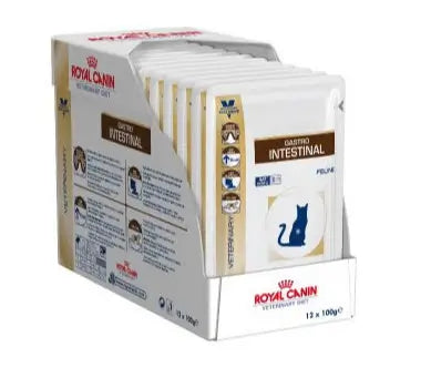 Royal Canin Veterinary Intestinal Moder Calorie Pouch Caja 12X85Gr, comida húmeda para gatos