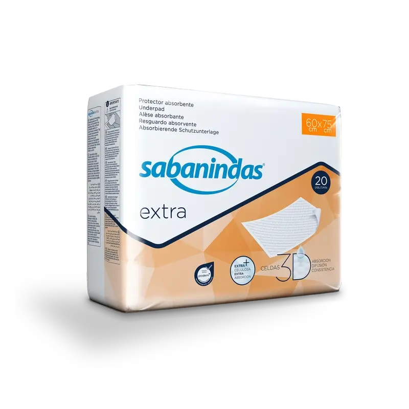 Sabanindas Extra Protector Absorbente Grande 60 X 75 Cm. , 20 unidades