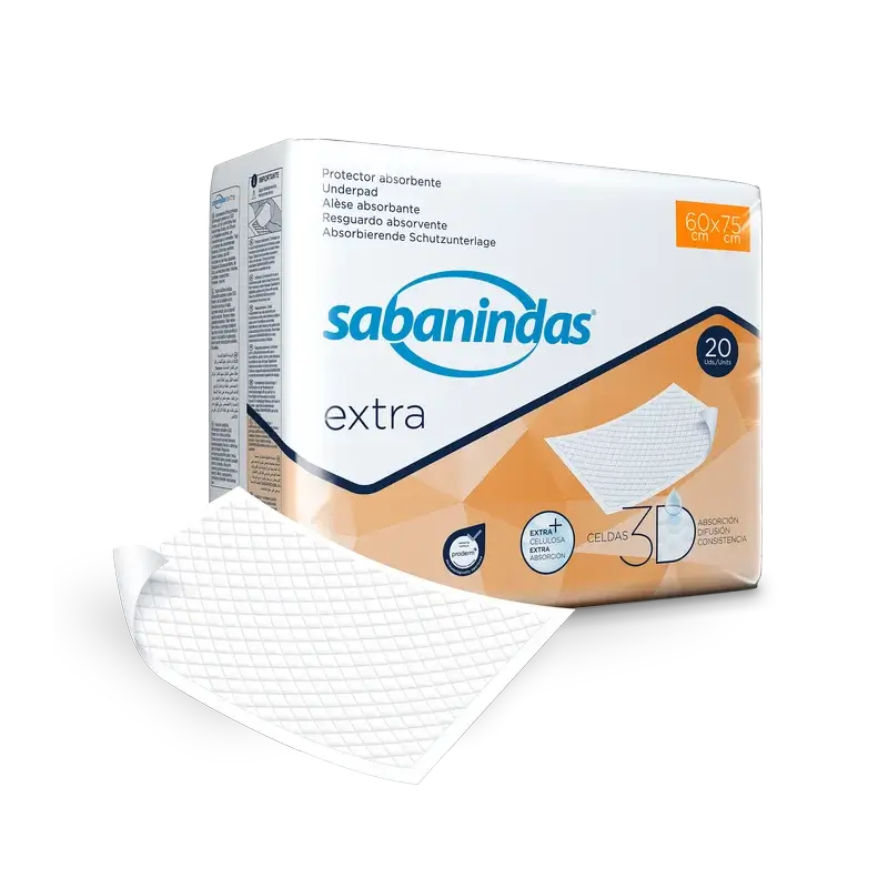 Sabanindas Extra Protector Absorbente Grande 60 X 75 Cm. , 20 unidades