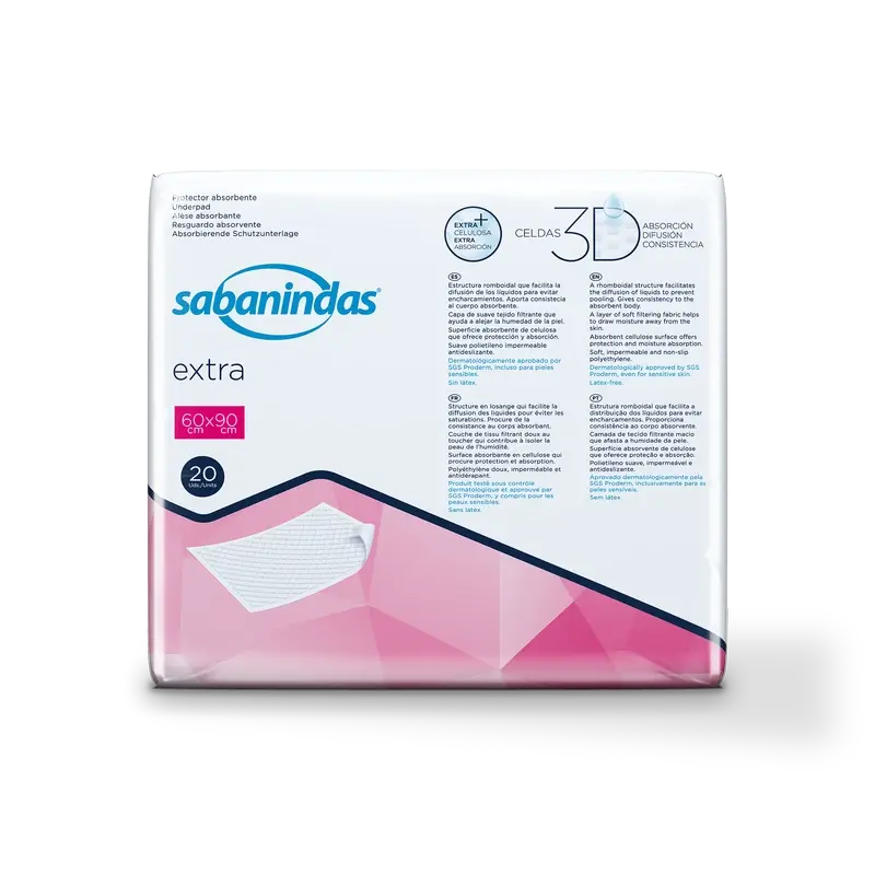 Sabanindas Extra Protector Absorbente Maxi 60 X 90 Cm. , 20 unidades