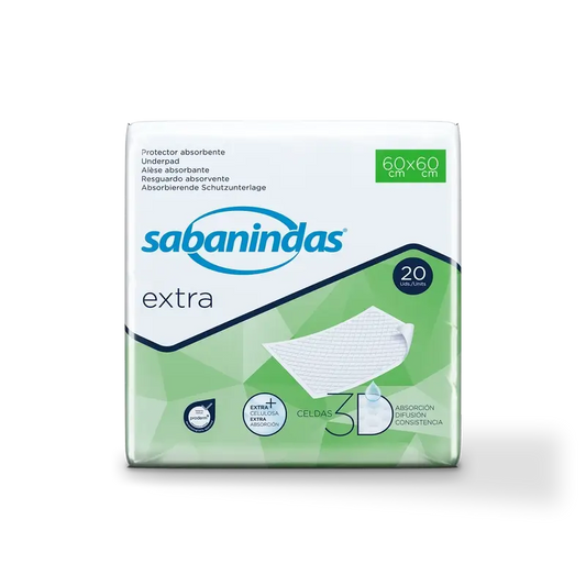 Sabanindas Extra Protector Absorbente Medio 60 X 60 Cm. , 20 unidades