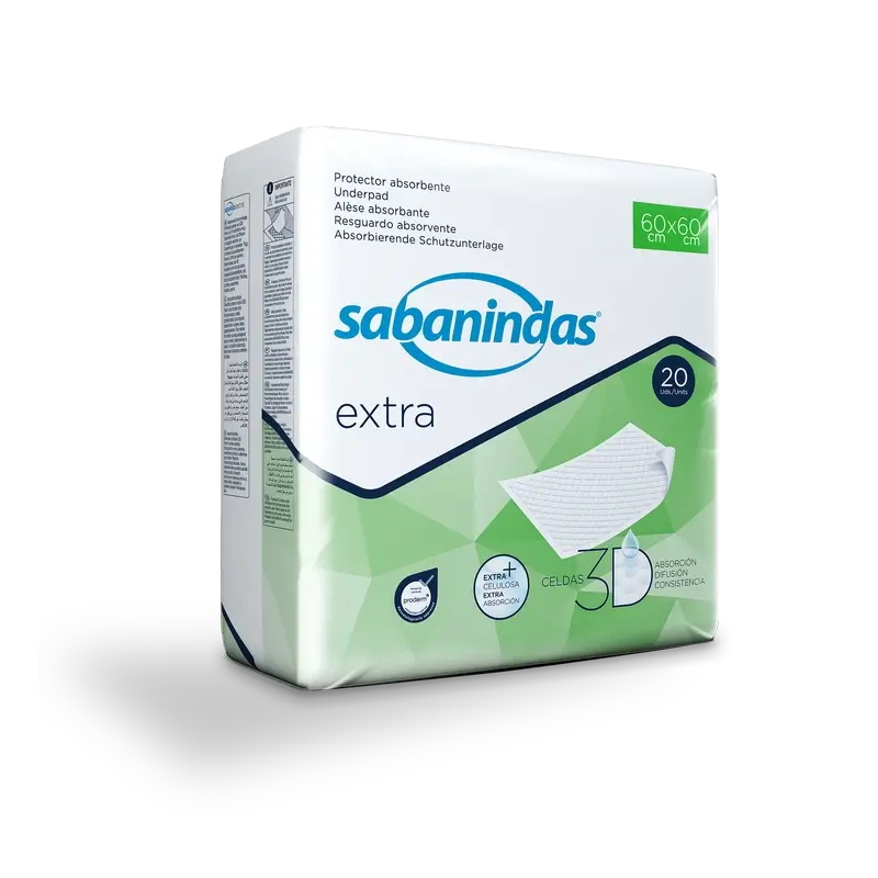 Sabanindas Extra Protector Absorbente Medio 60 X 60 Cm. , 20 unidades