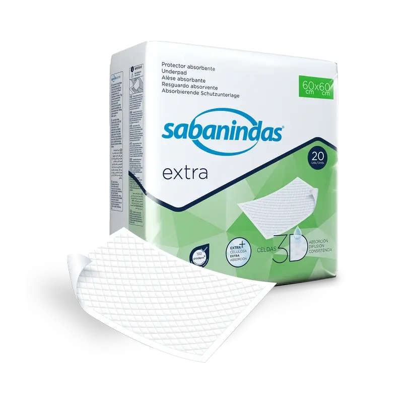 Sabanindas Extra Protector Absorbente Medio 60 X 60 Cm. , 20 unidades