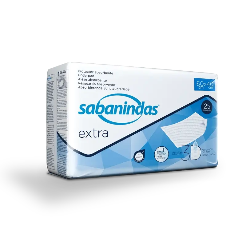 Sabanindas Extra Protector Absorbente Pequeño 60 X 40 Cm. , 25 unidades