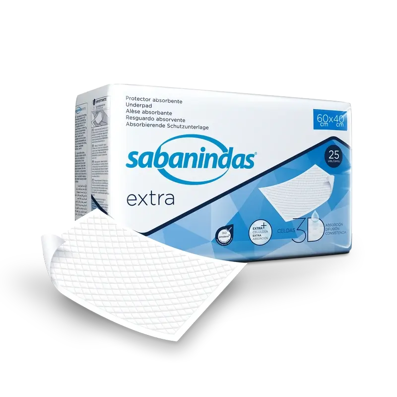 Sabanindas Extra Protector Absorbente Pequeño 60 X 40 Cm. , 25 unidades