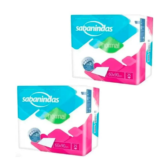 Sabanindas Normal Protector Absorbente 60 x 90 cm, Pack 2 x 25 Unidades