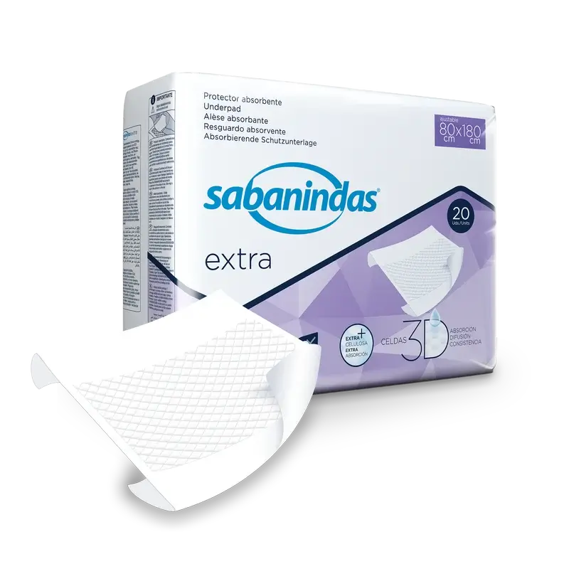 Sabanindas Extra Protector Absorbente Ajustable 80 X 180 Cm. , 20 unidades