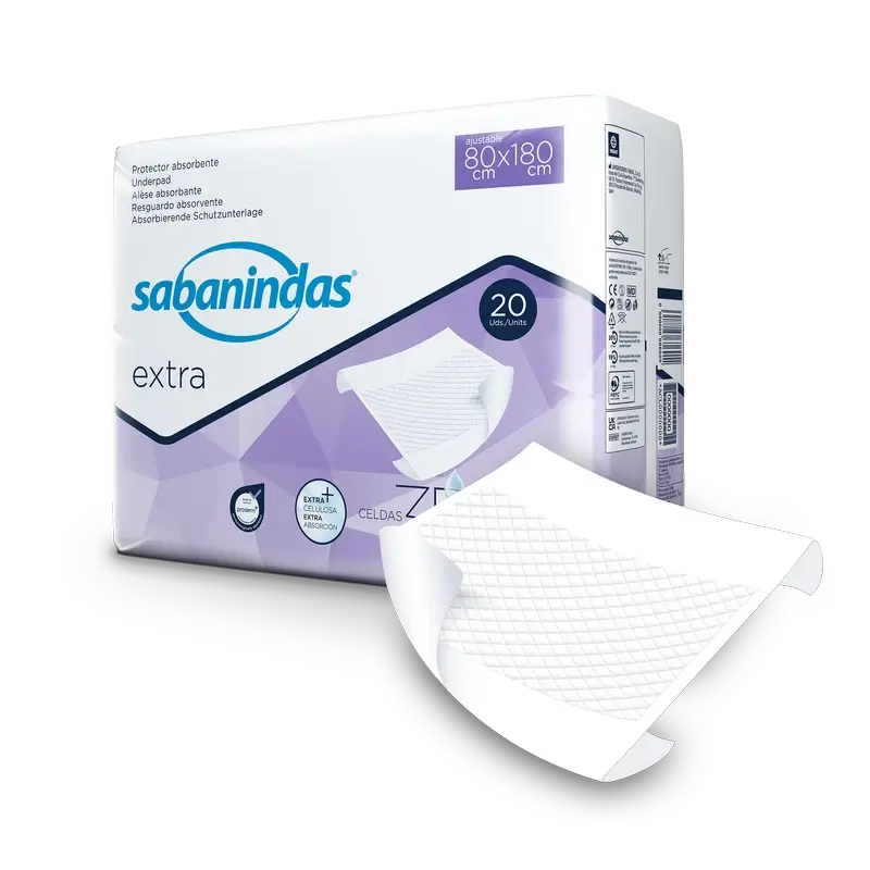 Sabanindas Extra Protector Absorbente Ajustable 80 X 180 Cm. , 20 unidades