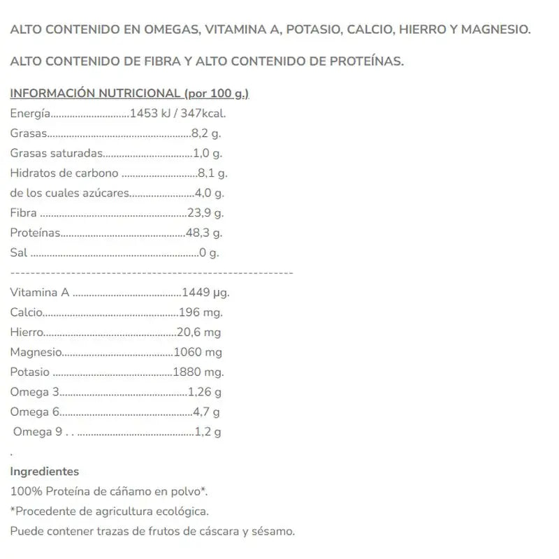 Salud Viva Proteina De Cañamo 250Gr. Bio