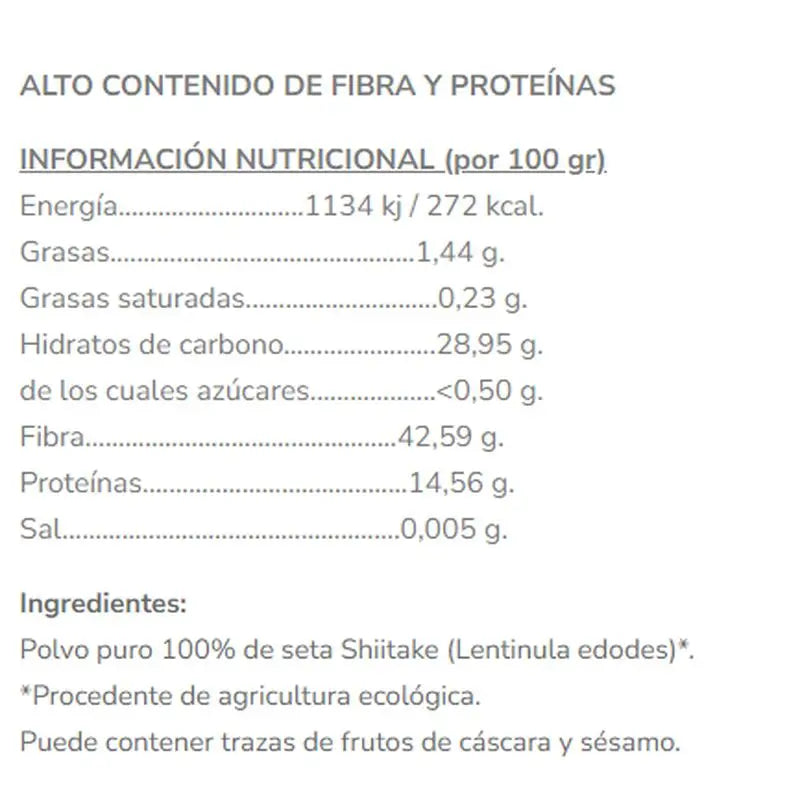 Salud Viva Shitake En Polvo 125Gr. Bio Sg Vegan