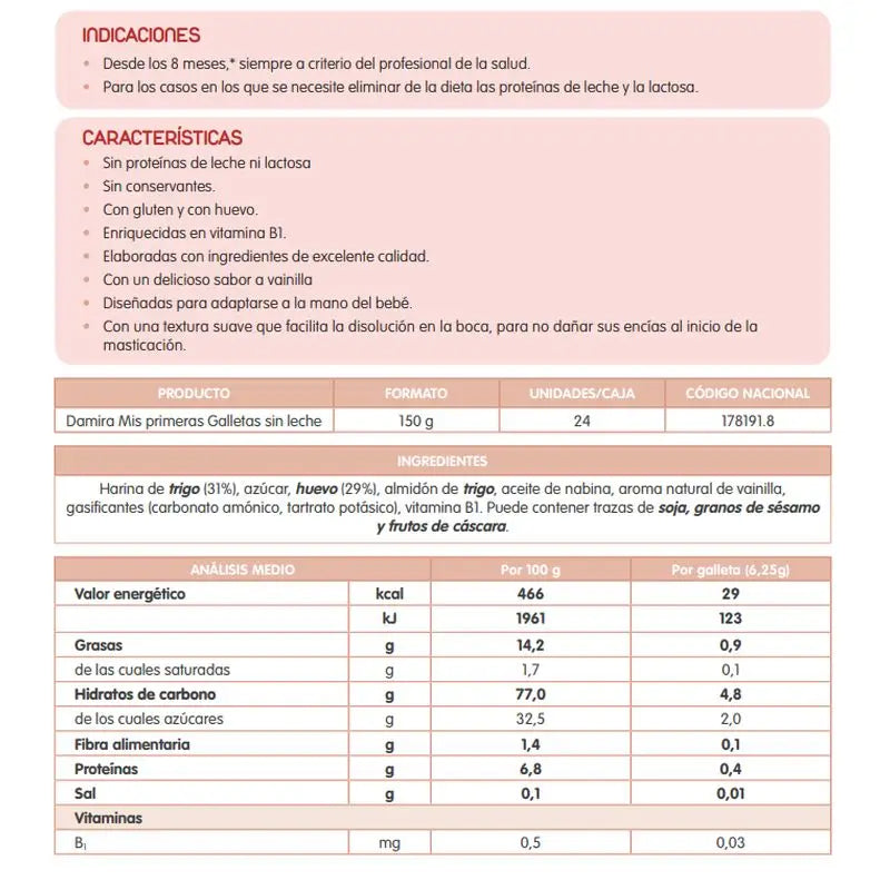 Damira Mis Primeras Galletas Sin Leche, 150 gr