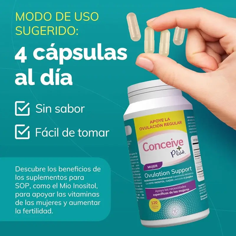 Sasmar Conceive Plus Mujer Ovulacion, 120 Cápsulas