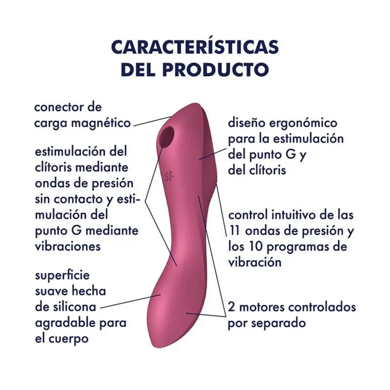 Satisfyer Vibrador Y Succionador Triple Estimulación Usb Rojo