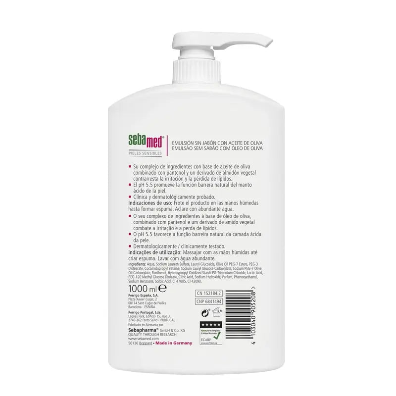 SEBAMED Gel Emulsión Sin Jabón con Aceite de Oliva 1000 ml