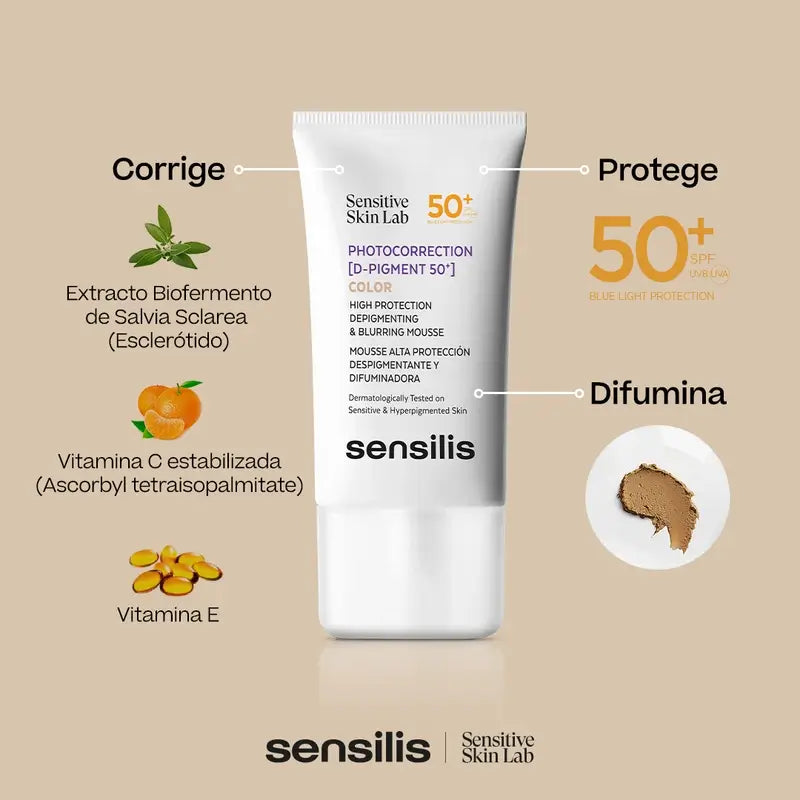 Sensilis Photocorrection [D-Pigment 50+] Color Mousse Despigmentante 40 ml