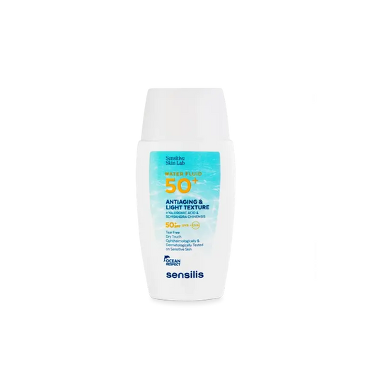 Sensilis Water Fluid SPF 50+ Antiedad Ultrafluido con Ácido Hialurónico y Schisandra Chinensis, 40 ml