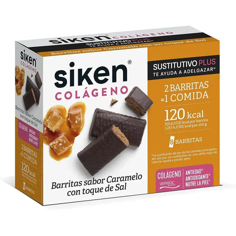 Siken Sustitutivo Colágeno Barrita Caramelo , 8 unidades