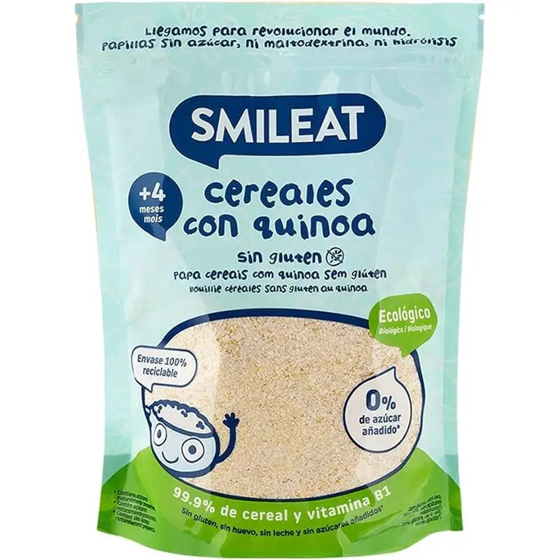 Smileat Papilla de Cereales Sin Gluten con Quinoa Ecológica, 200g