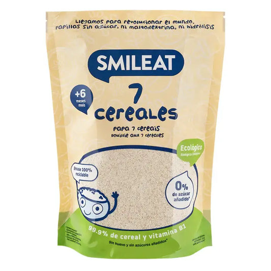 Smileat Papillas de 7 Cereales Ecológica, 200 gr